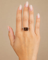 Sterling Silver Chocolate Cushion East-West Ring