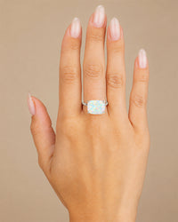 Sterling Silver Opal Cushion East-West Ring