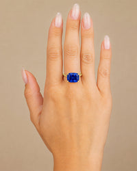 Sterling Silver Sapphire Cushion East-West Ring