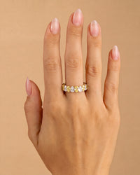 Sterling Silver Pear Cut Light Yellow CZ Celebration Band Ring