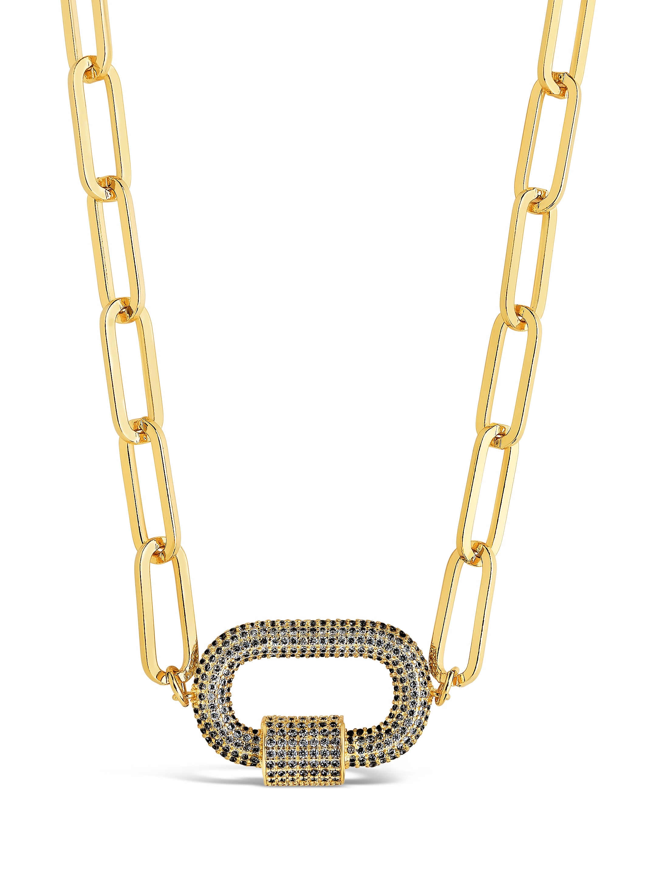 Pave CZ Carabiner Linked Lock Pendant Necklace – Sterling Forever
