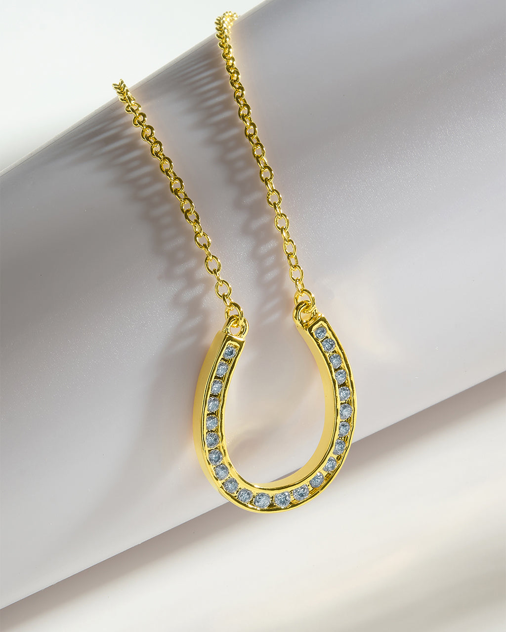 CZ Horseshoe Pendant Necklace