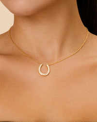 CZ Horseshoe Pendant Necklace