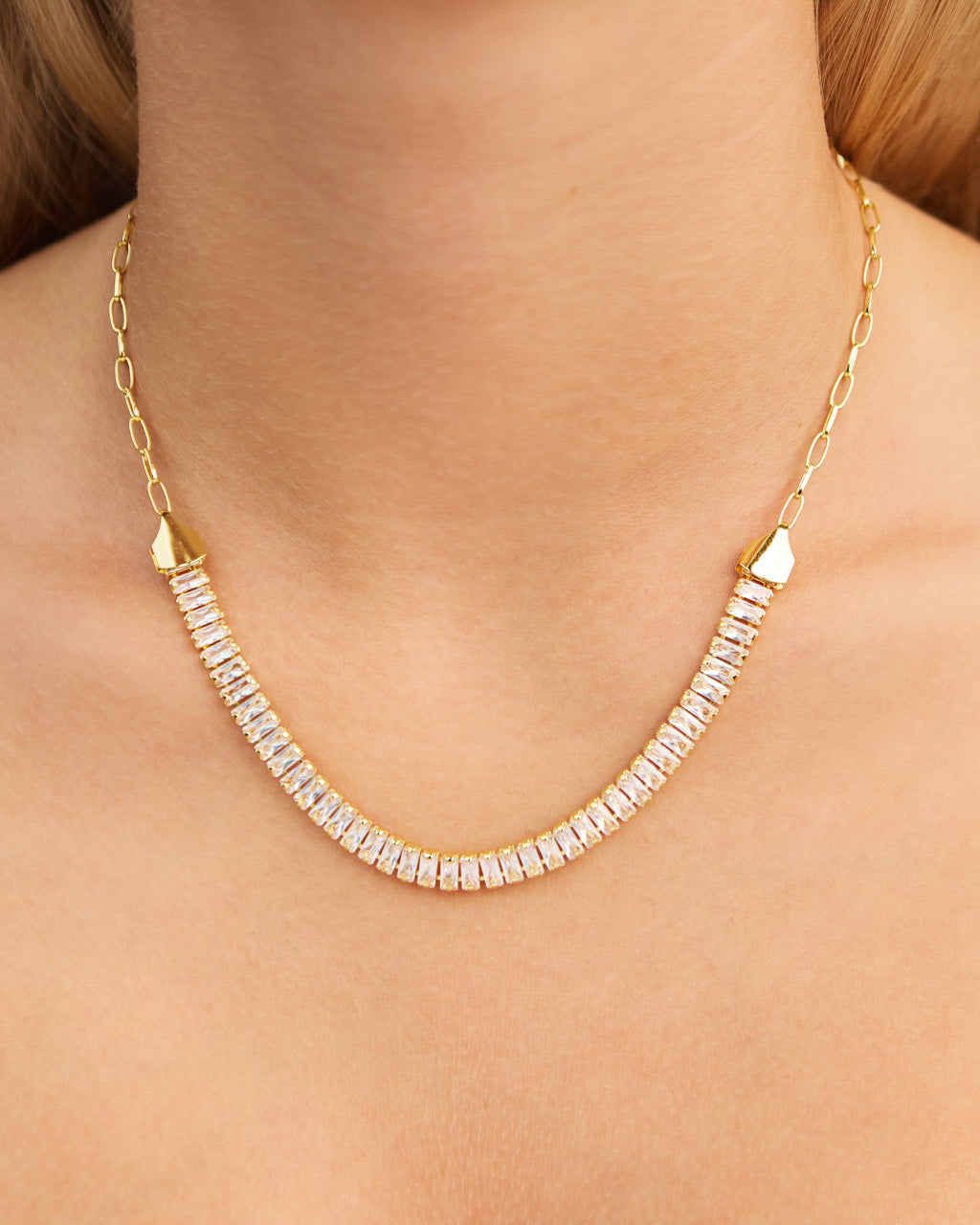 Sarai CZ & Chain Tennis Necklace