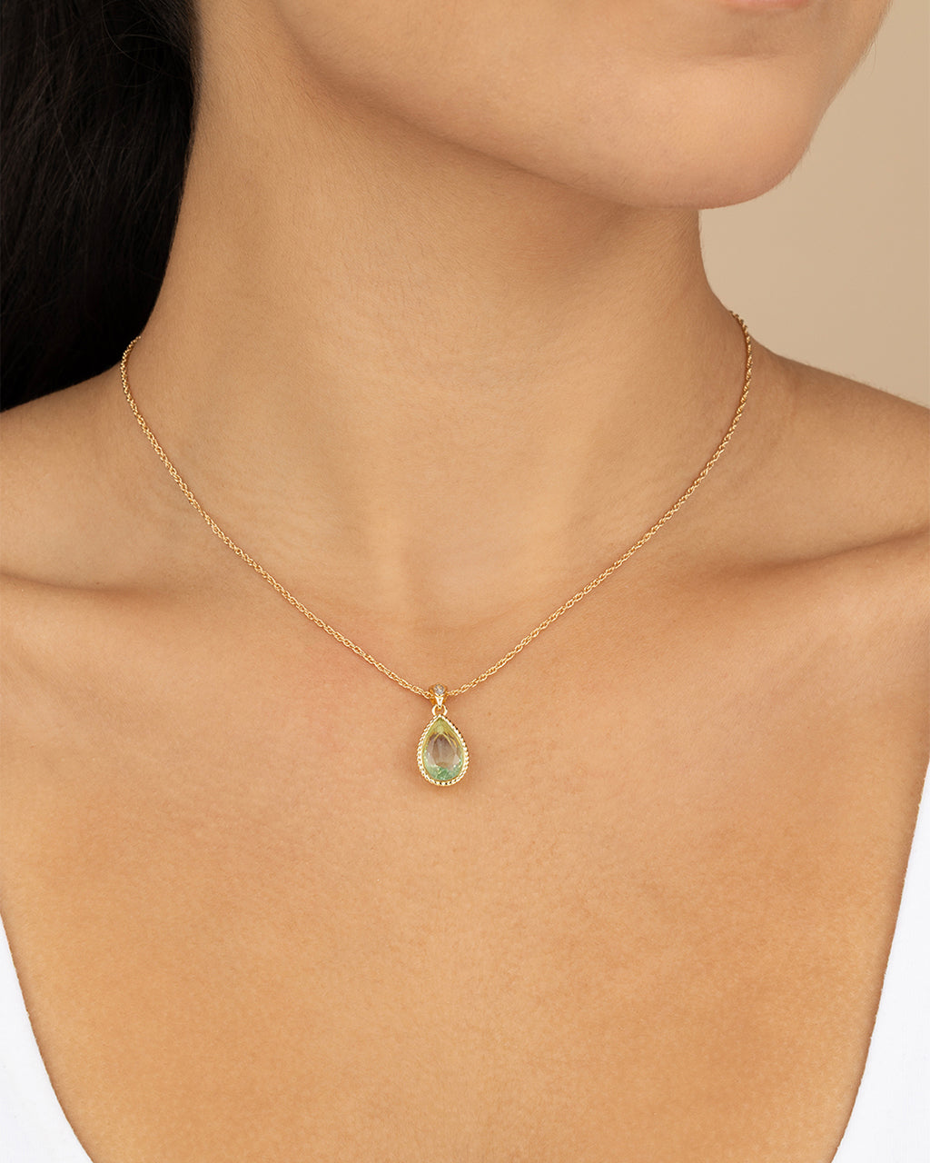 Ciana CZ Teardrop Pendant Necklace