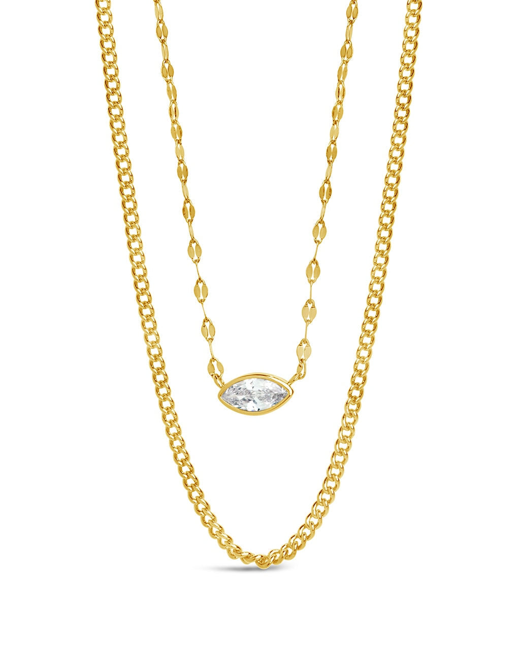 Amelia CZ Layered Necklace Necklace Sterling Forever Gold 