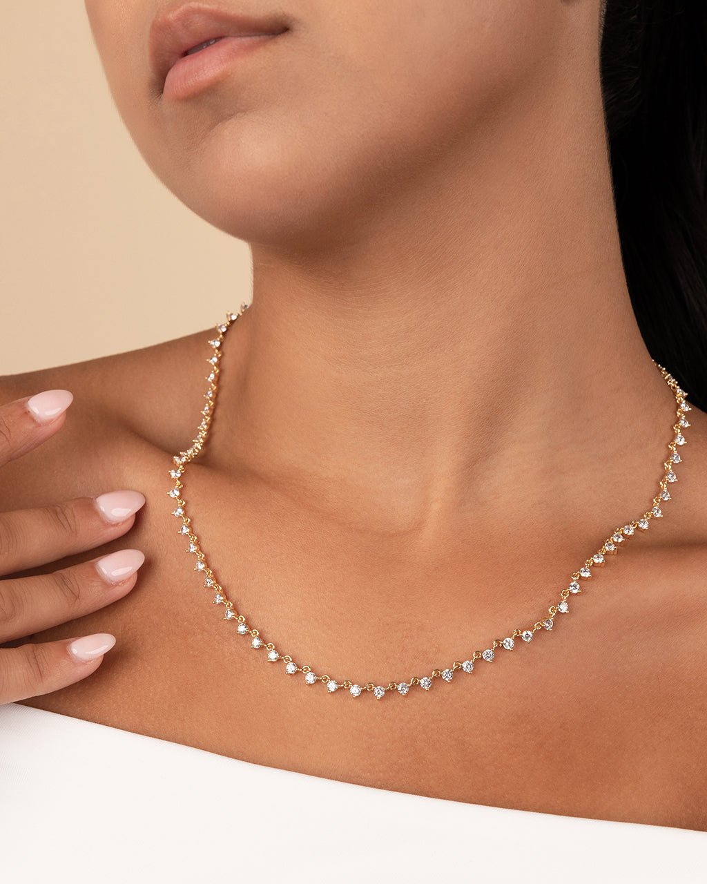 Brigid Staggered CZ Tennis Necklace - Sterling Forever