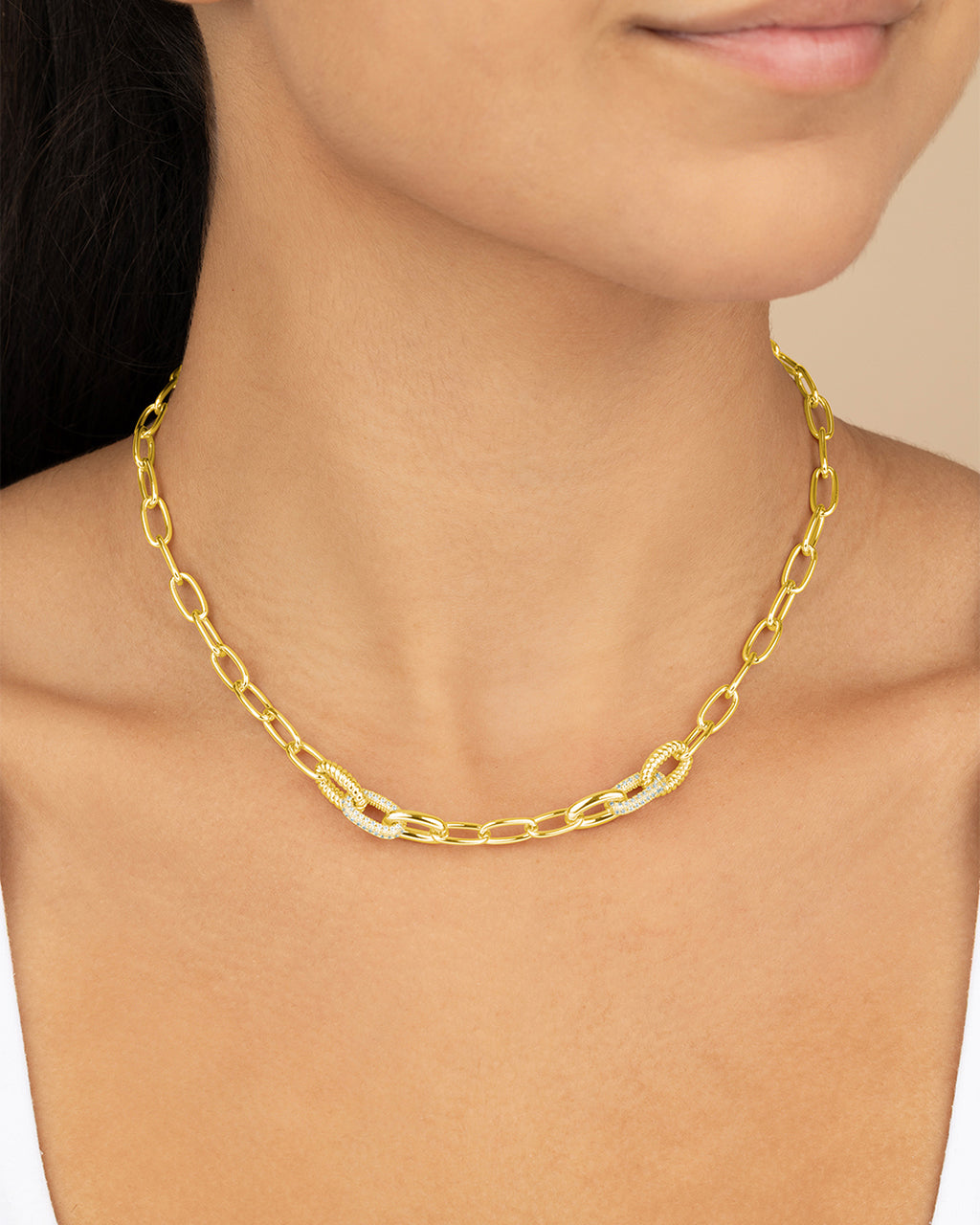 Samar CZ-Encrusted Chain Link Necklace