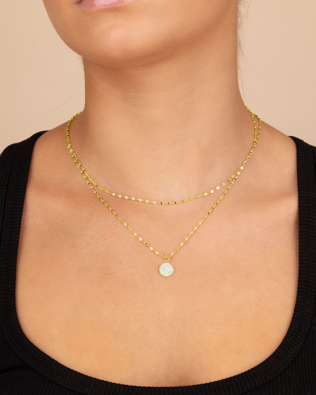 Eva CZ Pendant & Chain Layered Necklace