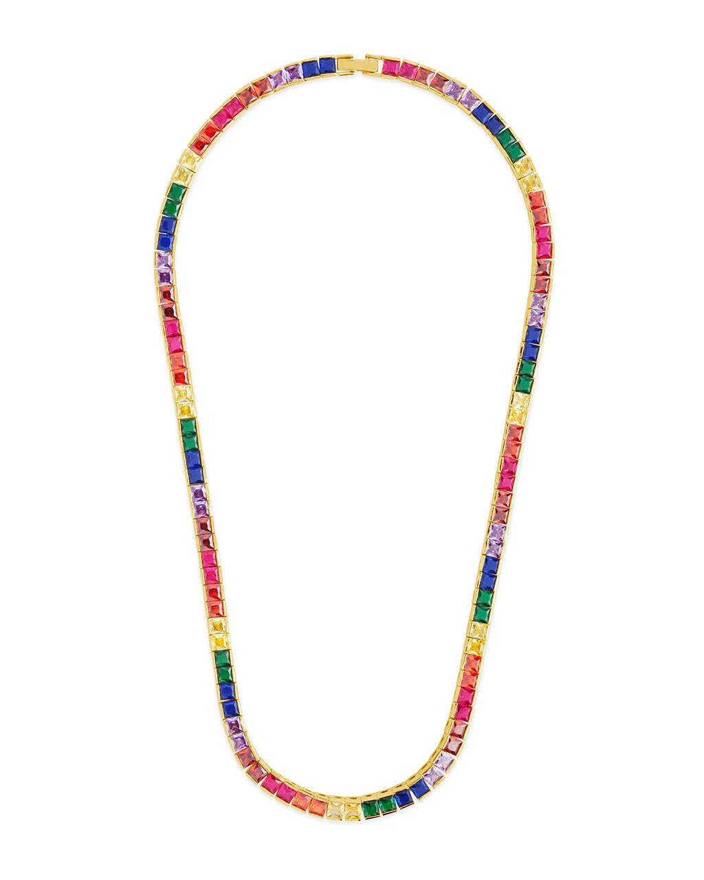 Rainbow Square CZ Tennis Necklace Necklace Sterling Forever 