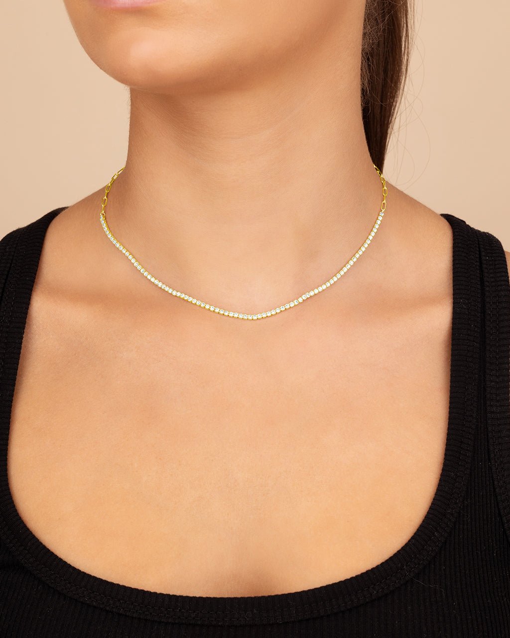 Dani Cubic Zirconia & Chain Tennis Necklace – Sterling Forever