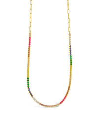 Maria Chain & Rainbow CZ Tennis Necklace - Sterling Forever