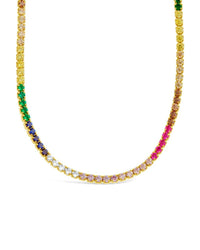 Maria Chain & Rainbow CZ Tennis Necklace - Sterling Forever