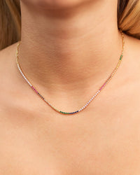 Maria Chain & Rainbow CZ Tennis Necklace - Sterling Forever