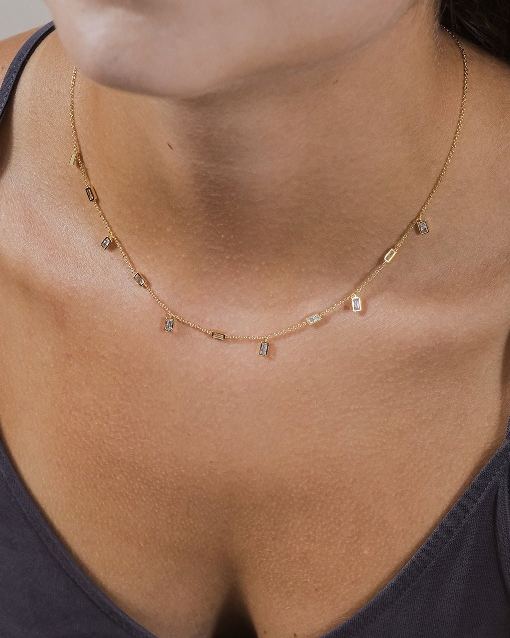 Tori Stationed Bezel CZ Charm Necklace