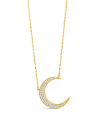 Stationed CZ Crescent Pendant Necklace - Sterling Forever