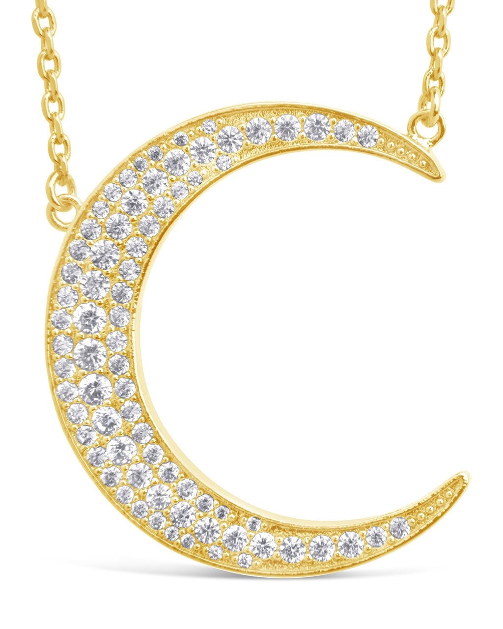 Stationed CZ Crescent Pendant Necklace - Sterling Forever