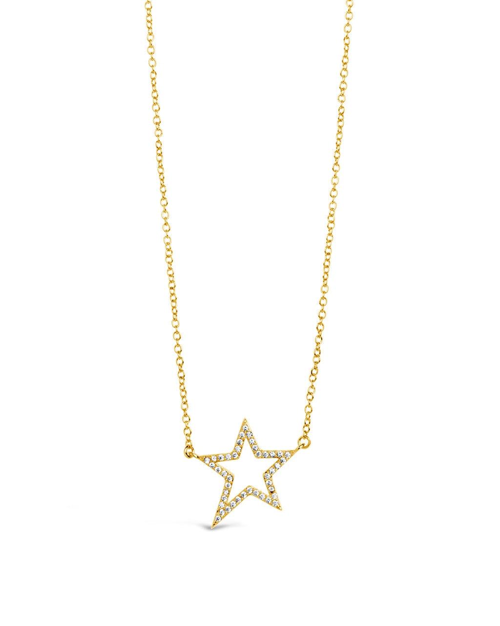 Stationed CZ Star Outline Necklace Necklace Sterling Forever Gold 