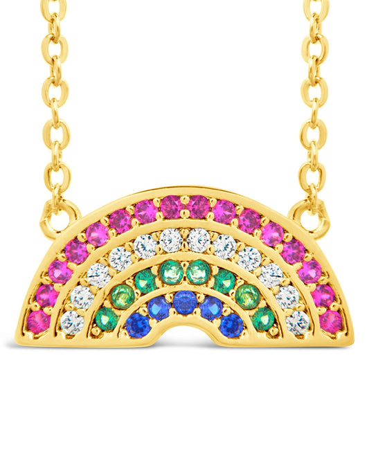 Rainbow CZ Pendant Necklace Necklace Sterling Forever Gold Rainbow 
