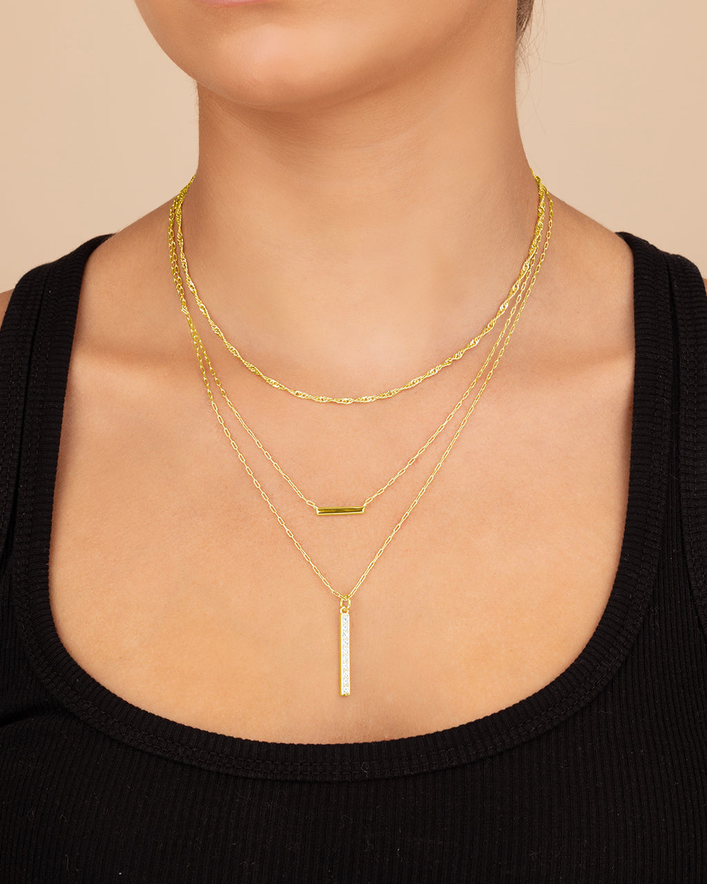 Lottie CZ Pendants & Chain Layered Necklace