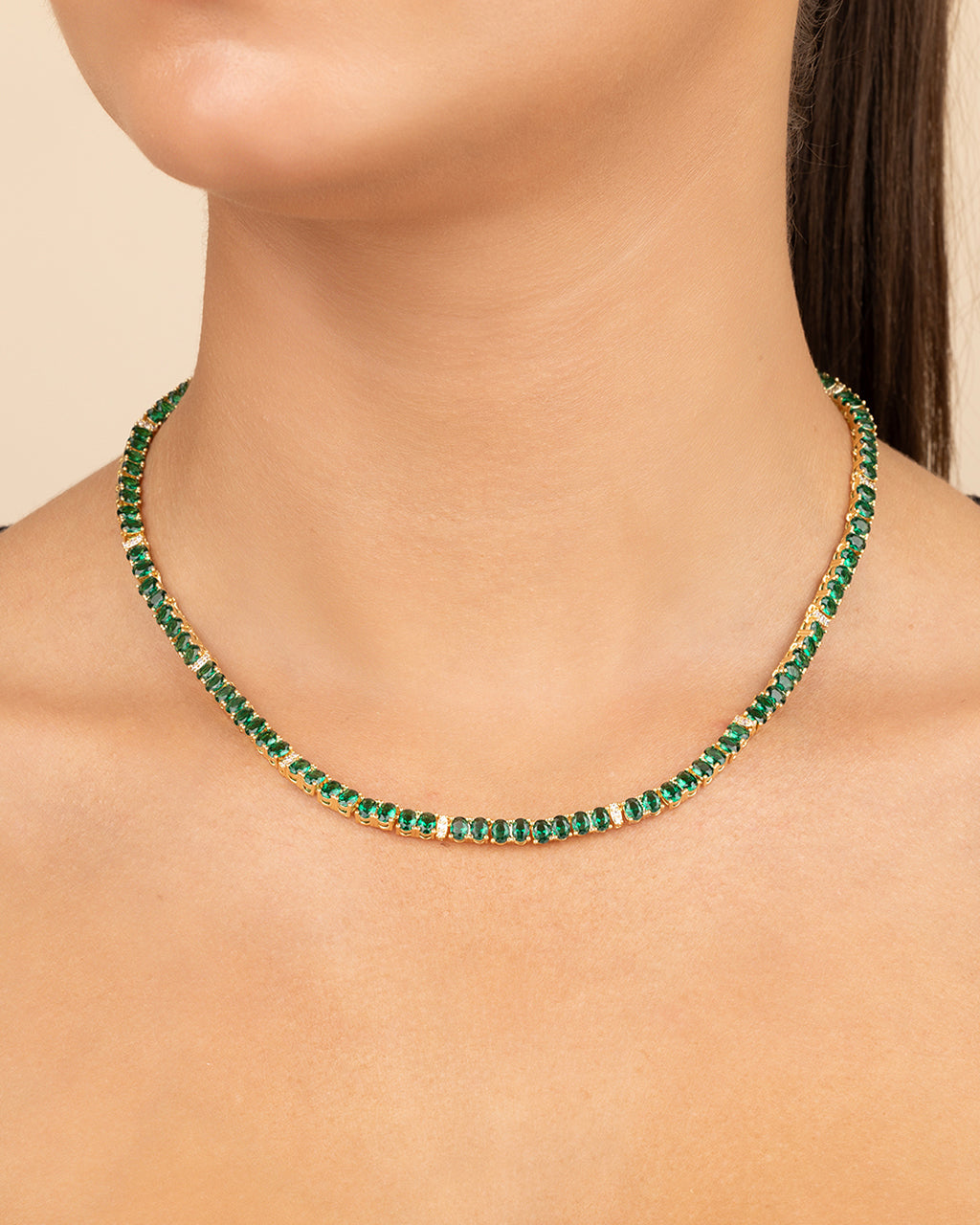 Ace Oval CZ Tennis Necklace