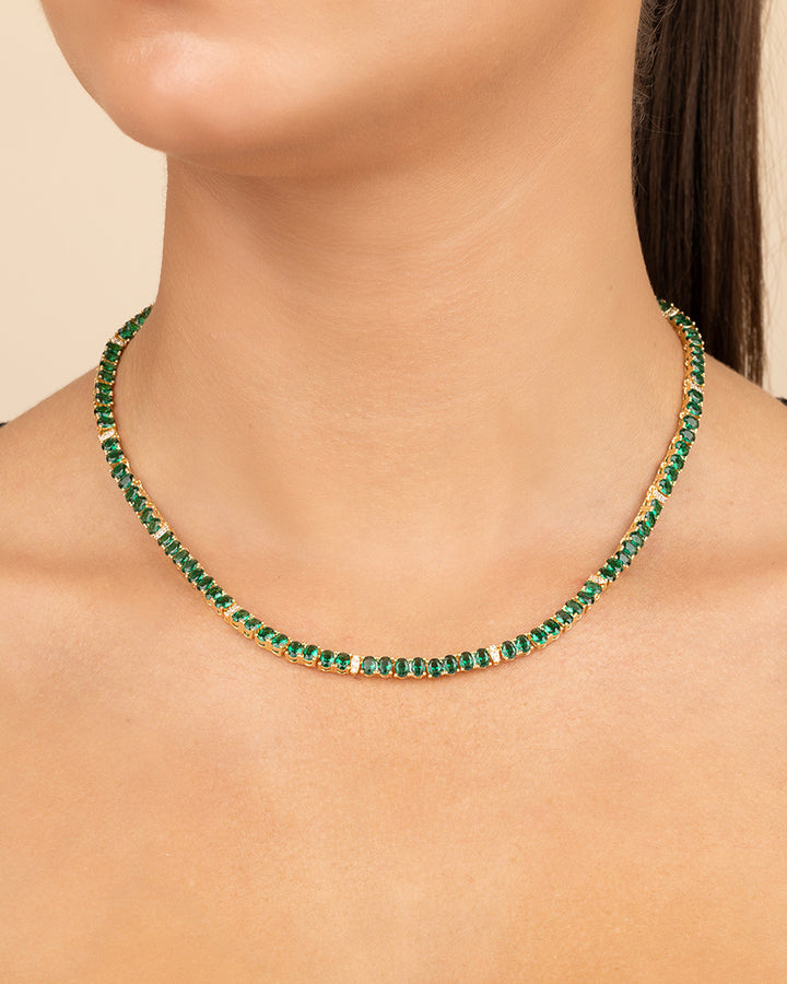 Ace Oval CZ Tennis Necklace