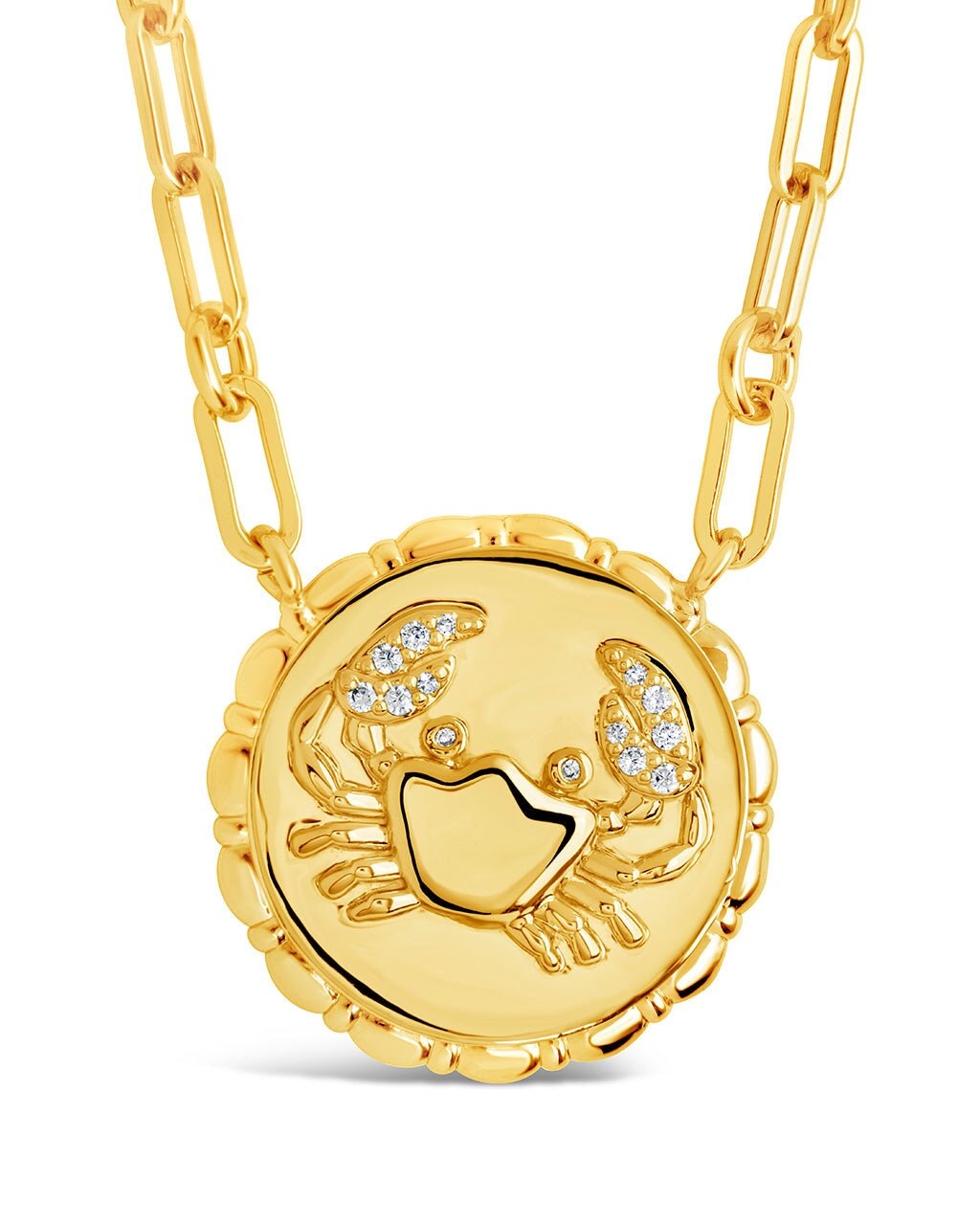 Bold CZ Zodiac Link Pendant Necklace - Sterling Forever