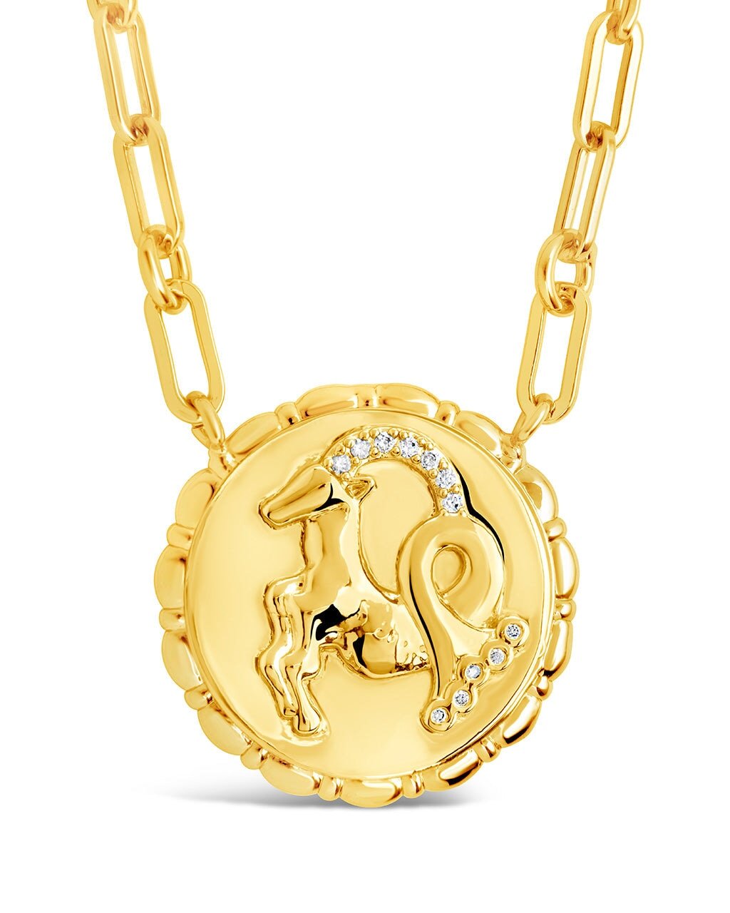 Bold CZ Zodiac Link Pendant Necklace - Sterling Forever