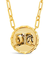 Bold CZ Zodiac Link Pendant Necklace - Sterling Forever
