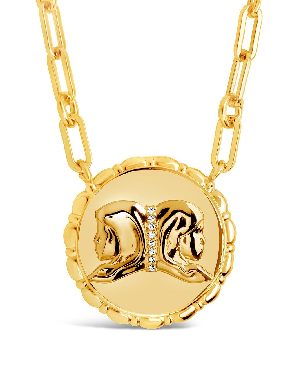 Bold CZ Zodiac Link Pendant Necklace - Sterling Forever