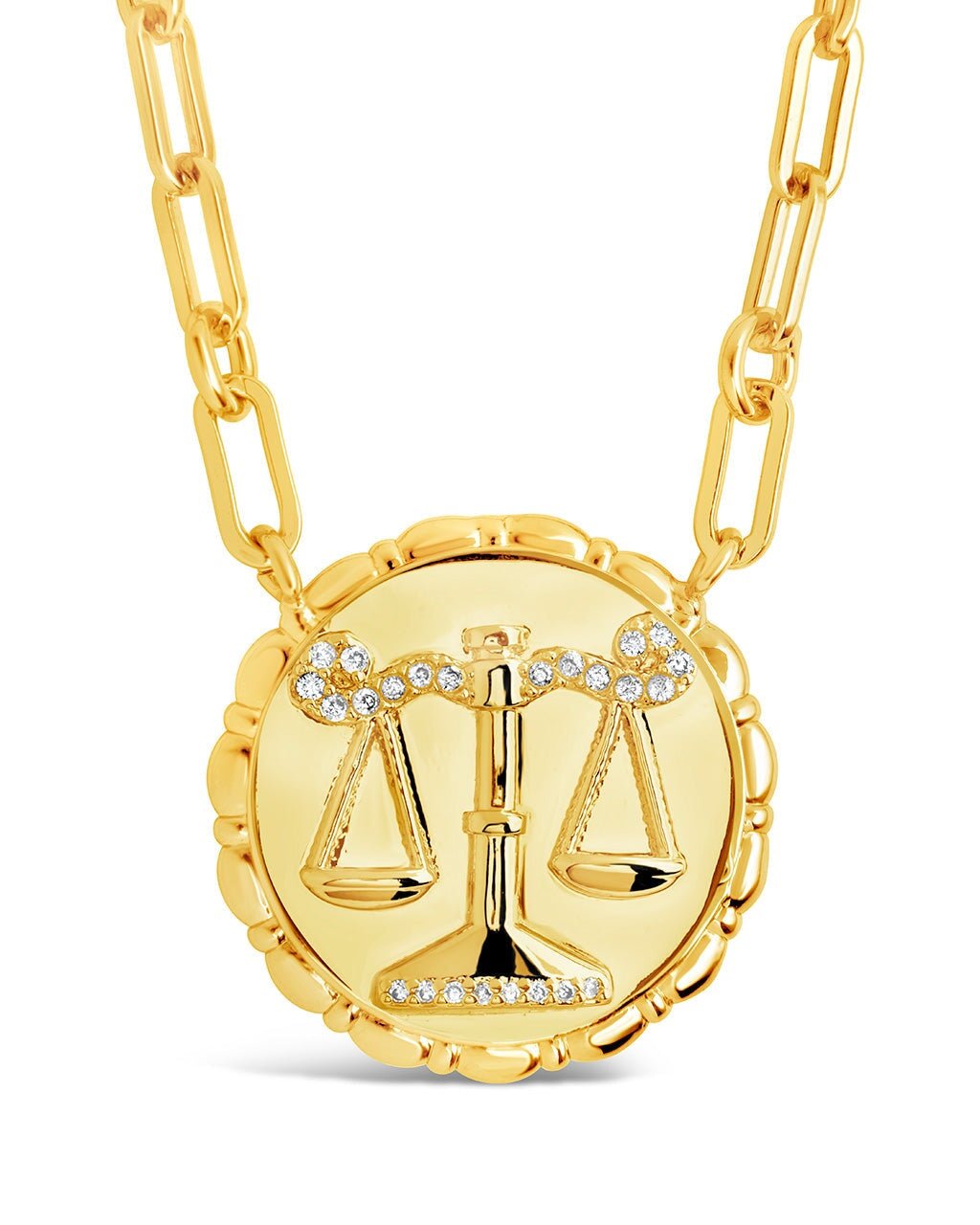 Bold CZ Zodiac Link Pendant Necklace - Sterling Forever