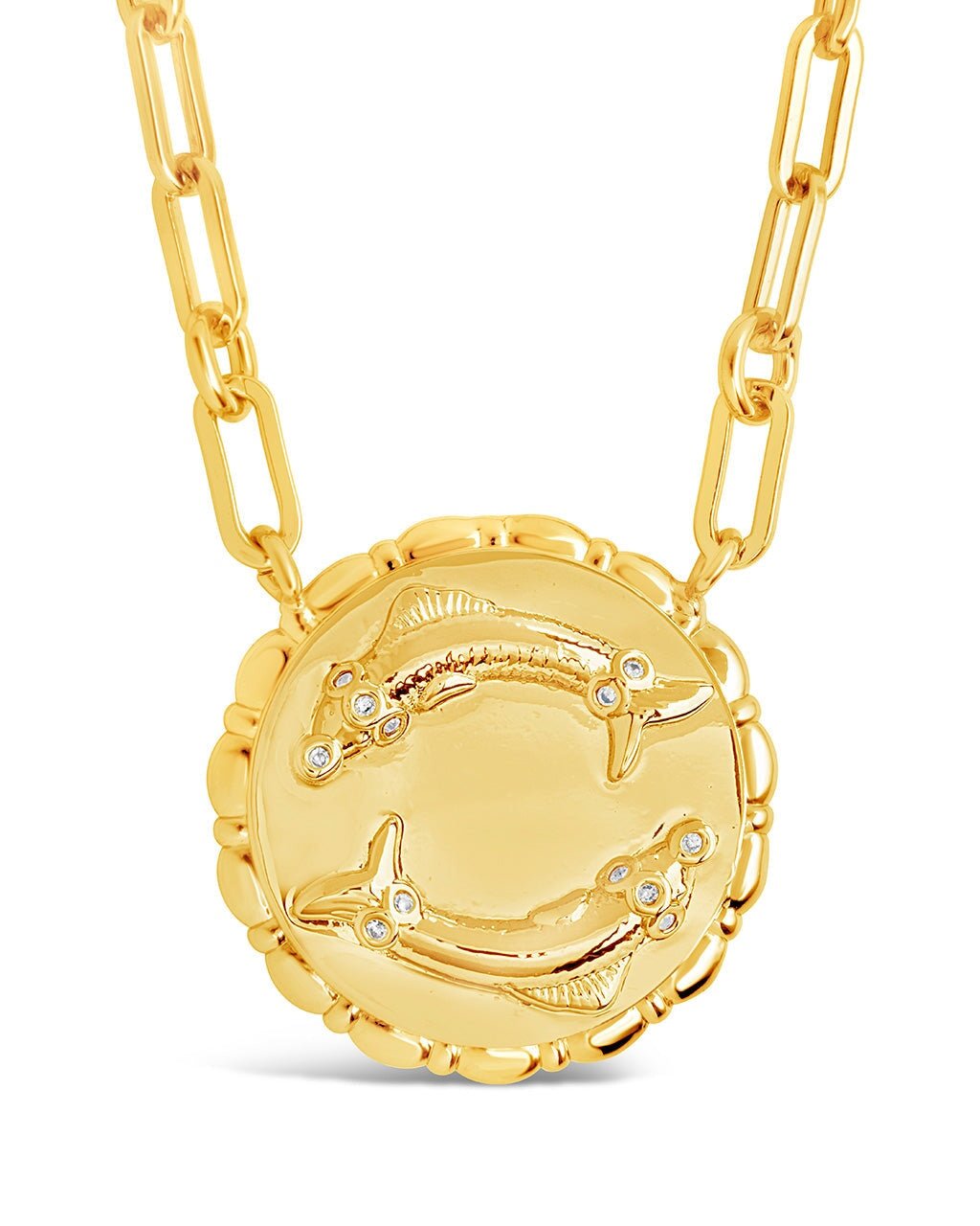 Bold CZ Zodiac Link Pendant Necklace - Sterling Forever
