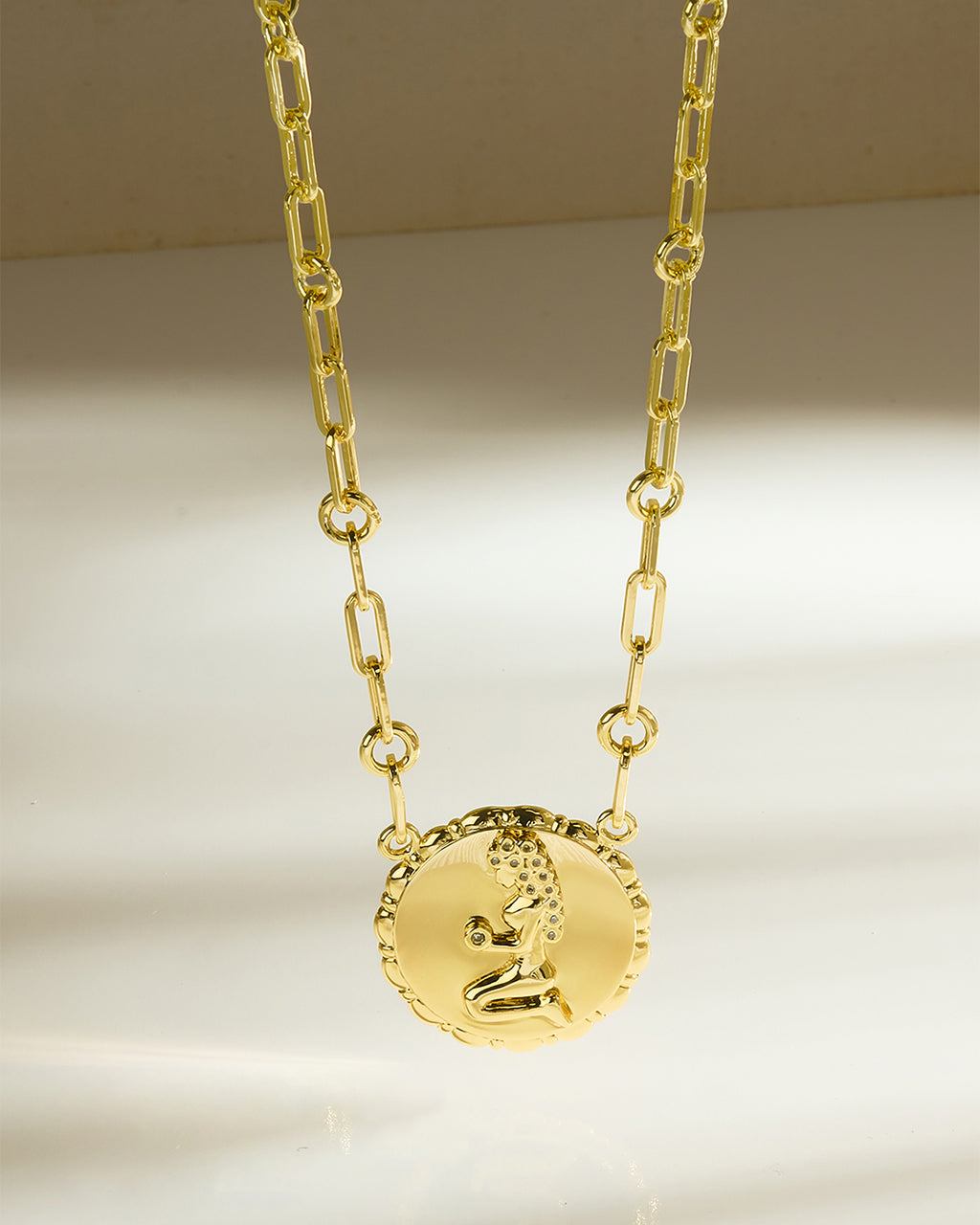 Personalized Bold Link Cubic Zirconia Zodiac Necklace – Sterling