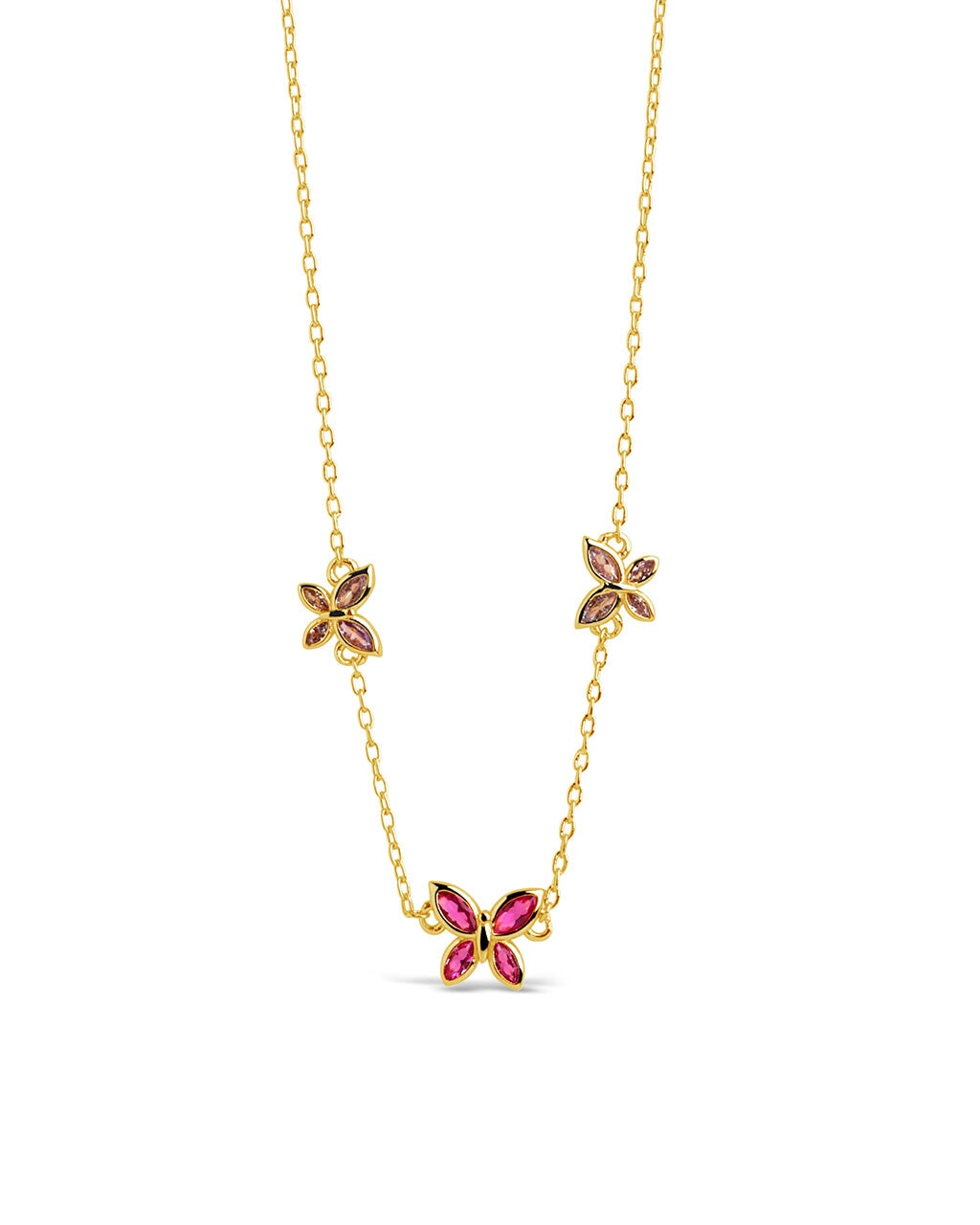 Caria CZ Butterfly Charm Necklace Necklace Sterling Forever Gold 