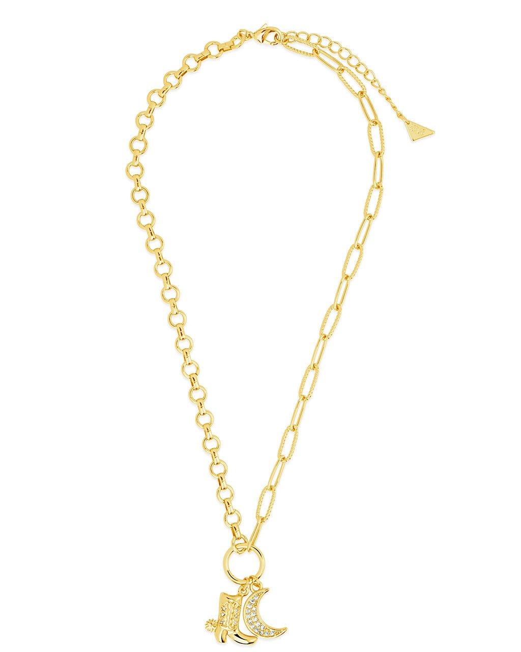 Kelsea CZ Boot & Moon Pendant Charm Necklace - Sterling Forever
