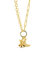 Kelsea CZ Boot & Moon Pendant Charm Necklace - Sterling Forever