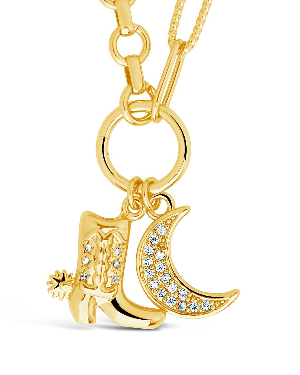 Kelsea CZ Boot & Moon Pendant Charm Necklace - Sterling Forever