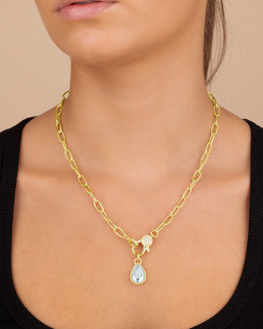 Tay Moonstone Charm & Chain Necklace - Sterling Forever