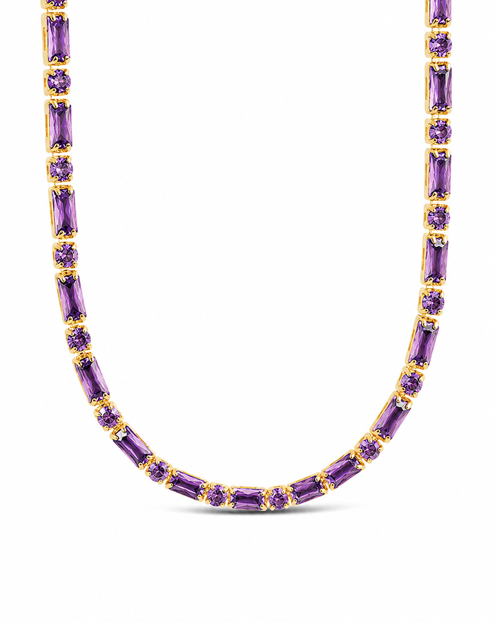 Georgia Amethyst CZ Tennis Necklace