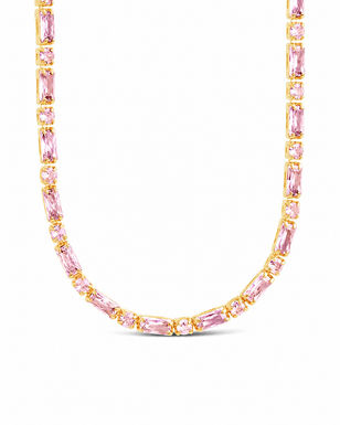 Georgia Light Pink CZ Tennis Necklace