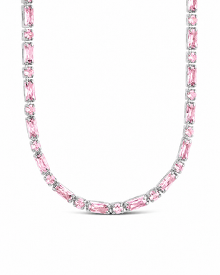 Georgia Light Pink CZ Tennis Necklace