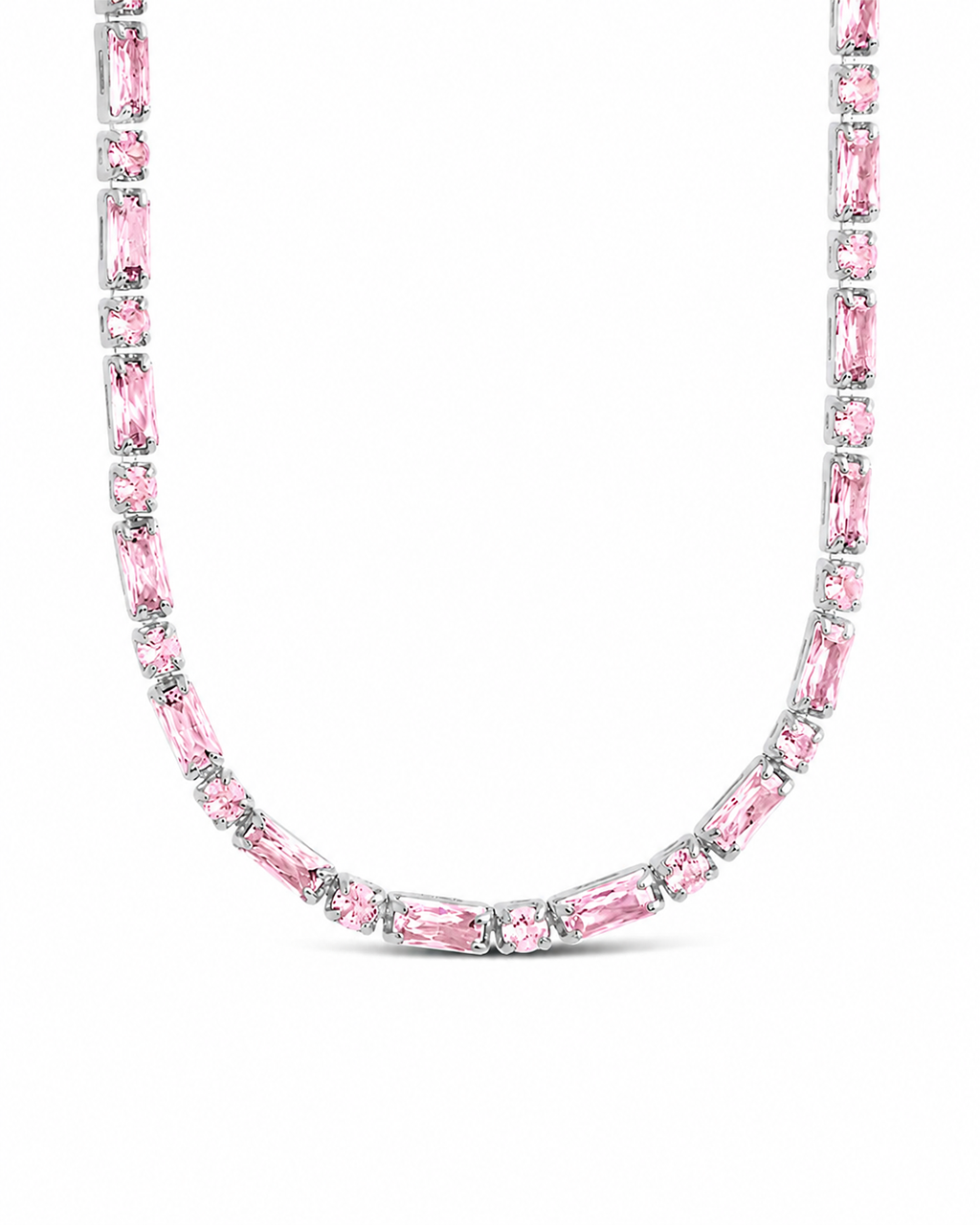 Georgia Light Pink CZ Tennis Necklace