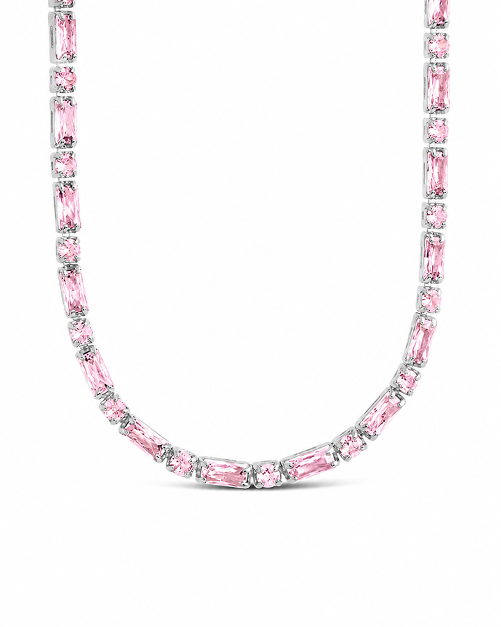 Georgia Light Pink CZ Tennis Necklace