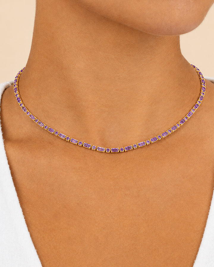 Georgia Amethyst CZ Tennis Necklace