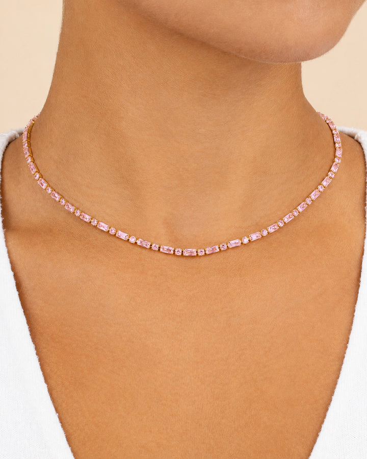 Georgia Light Pink CZ Tennis Necklace