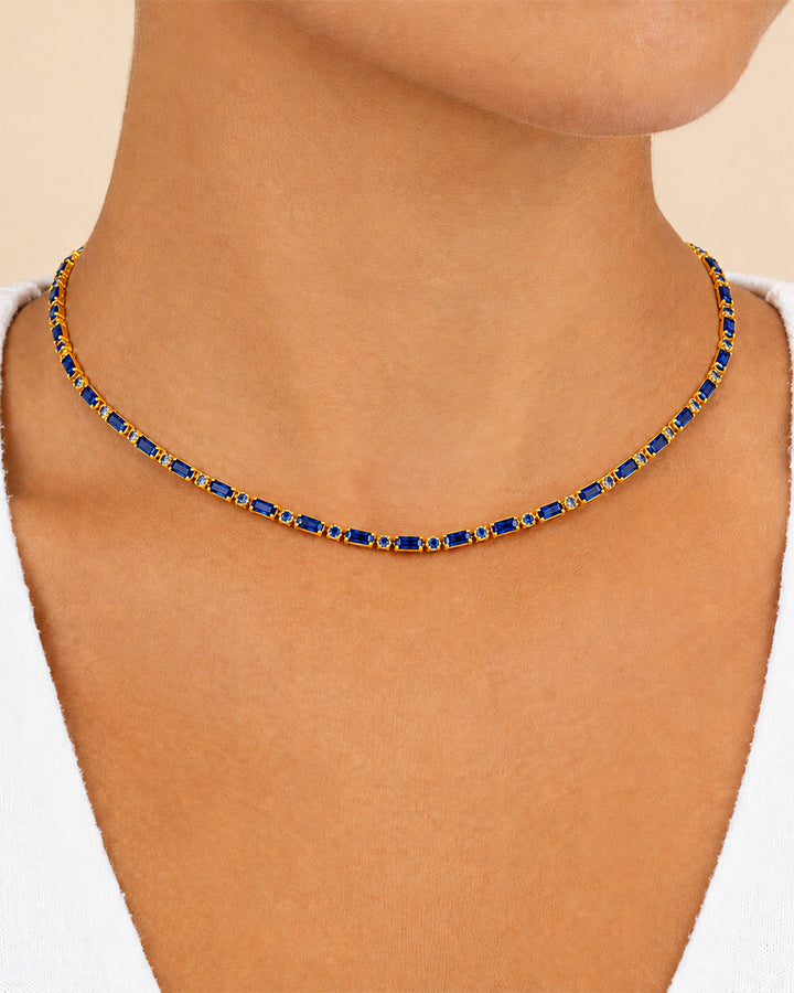 Georgia Sapphire CZ Tennis Necklace