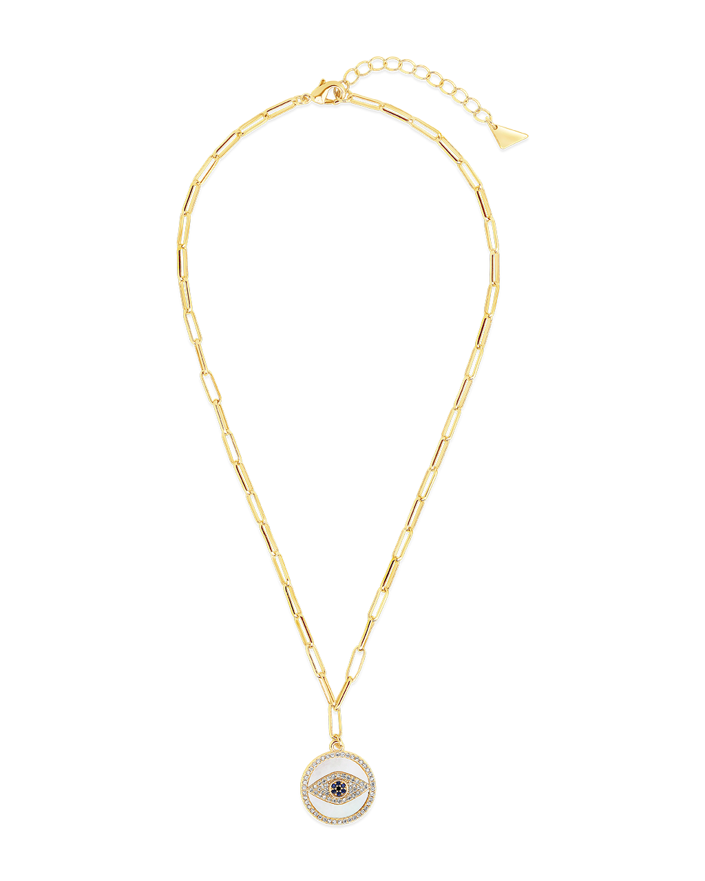 CZ & Mother of Pearl Evil Eye Pendant Necklace