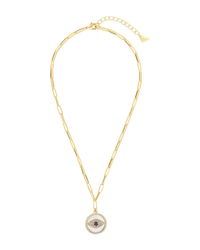 CZ & Mother of Pearl Evil Eye Pendant Necklace - Sterling Forever