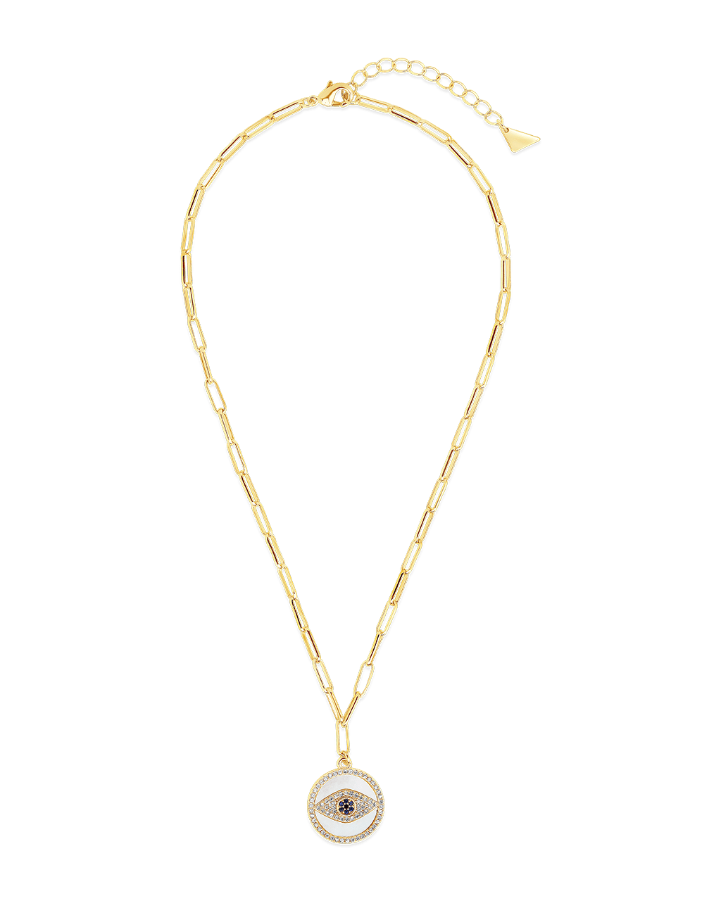CZ & Mother of Pearl Evil Eye Pendant Necklace - Sterling Forever