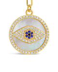 CZ & Mother of Pearl Evil Eye Pendant Necklace - Sterling Forever